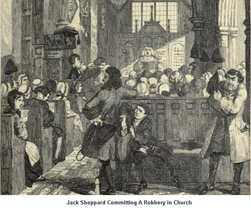 George Cruikshank - illustration: Jack Sheppard committing a robbery at church  