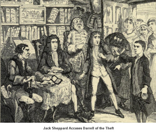 George Cruikshank - illustration: Jack Sheppard accuses Darrel of the Theft 